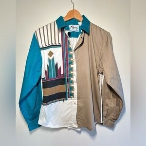 Roper Western Aztec Print Vintage Button Down Rodeo Shirt Small